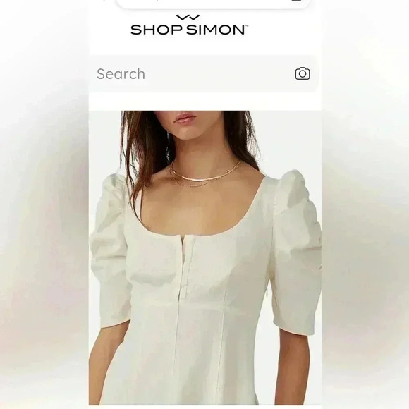 NWT FREE PEOPLE CHEYENNE DENIM MINI DRESS IN IVORY - Picture 5 of 11